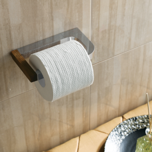 Lô giấy vệ sinh Krene KH-704S-2 Cao Cấp – chất liệu thép không gỉ,kết hợp kẽm mạ crom và Gỗ Óc Chó, Màu Trắng Bền Đẹp, Hoàn Thiện Sang Trọng Cho Phòng Tắm