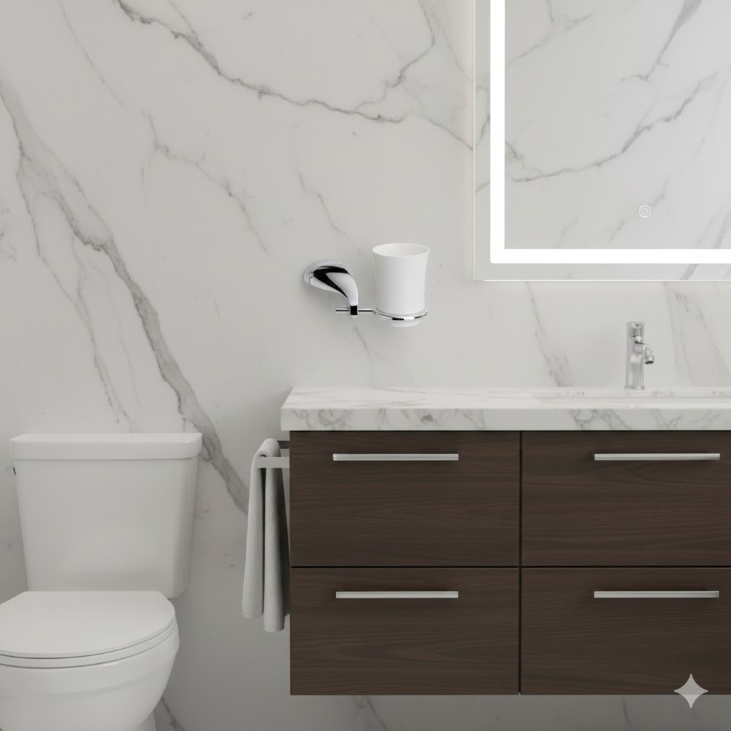 Cốc đánh răng Krene KH-527S-4 màu trắng sang trọng, Cao Cấp – Chất Liệu Kẽm, Chống Oxy Hóa, Bền Màu