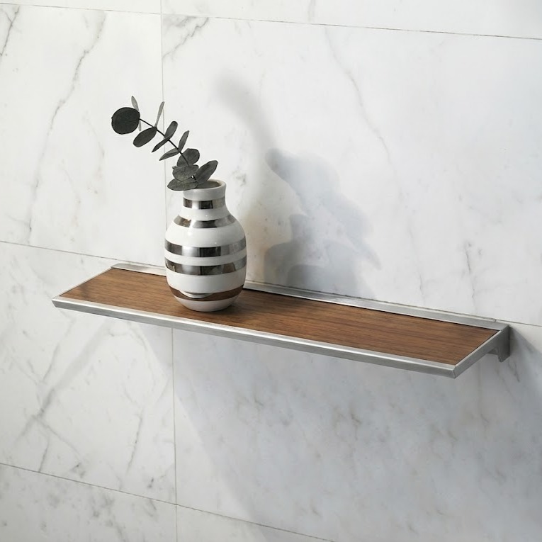 Giá để đồ trong nhà vệ sinh Krene N-0200 cao cấp – Mặt gỗ 4 màu, Chất Liệu Nhôm Mạ Crom, Bền Màu và Chắc Chắn