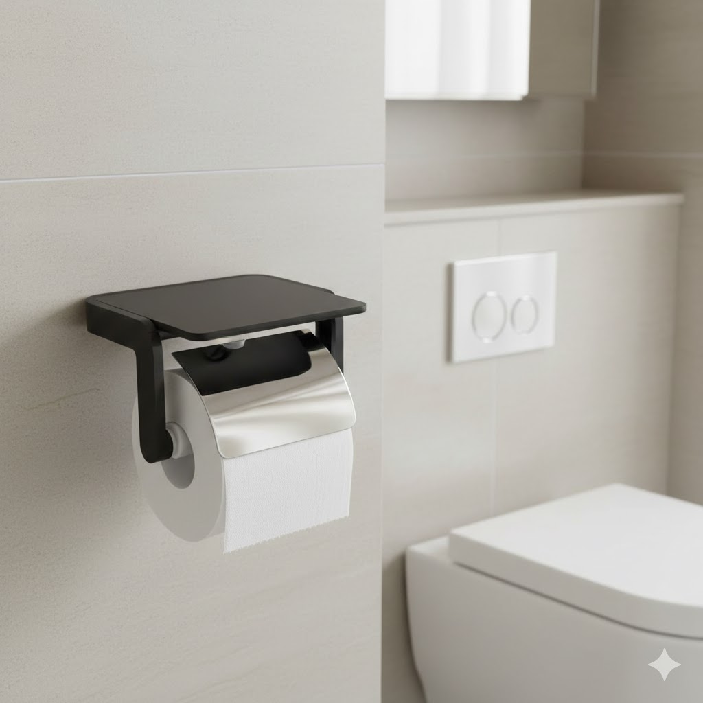 Lô giấy vệ sinh Krene KH-705B-2C Cao Cấp – chất liệu thép không gỉ, Màu Đen Bền Đẹp, Hoàn Thiện Sang Trọng Cho Phòng Tắm