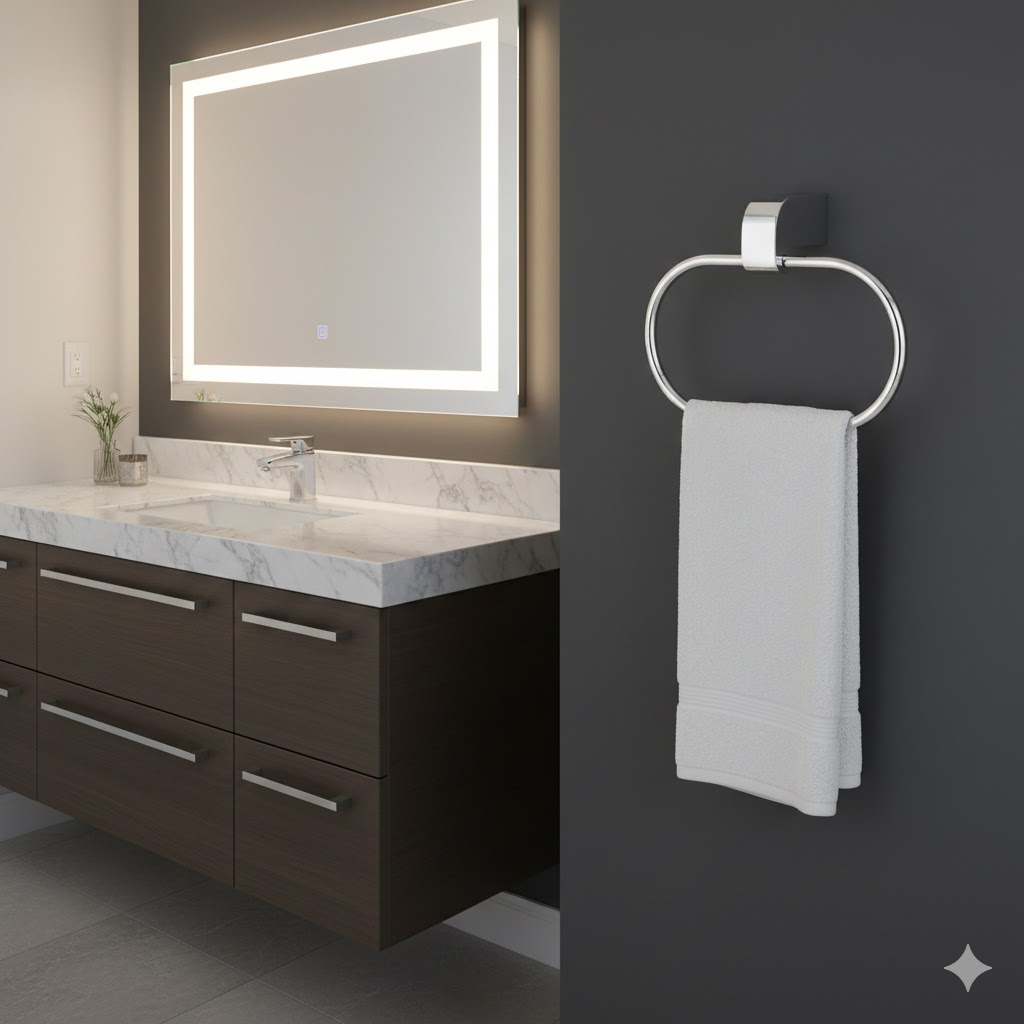 Vòng treo khăn Krene KH-530S-6 Cao Cấp, chất liệu Thép không gỉ,Kẽm Mạ Crom Bền Đẹp, Chống Oxy Hóa Theo Thời Gian