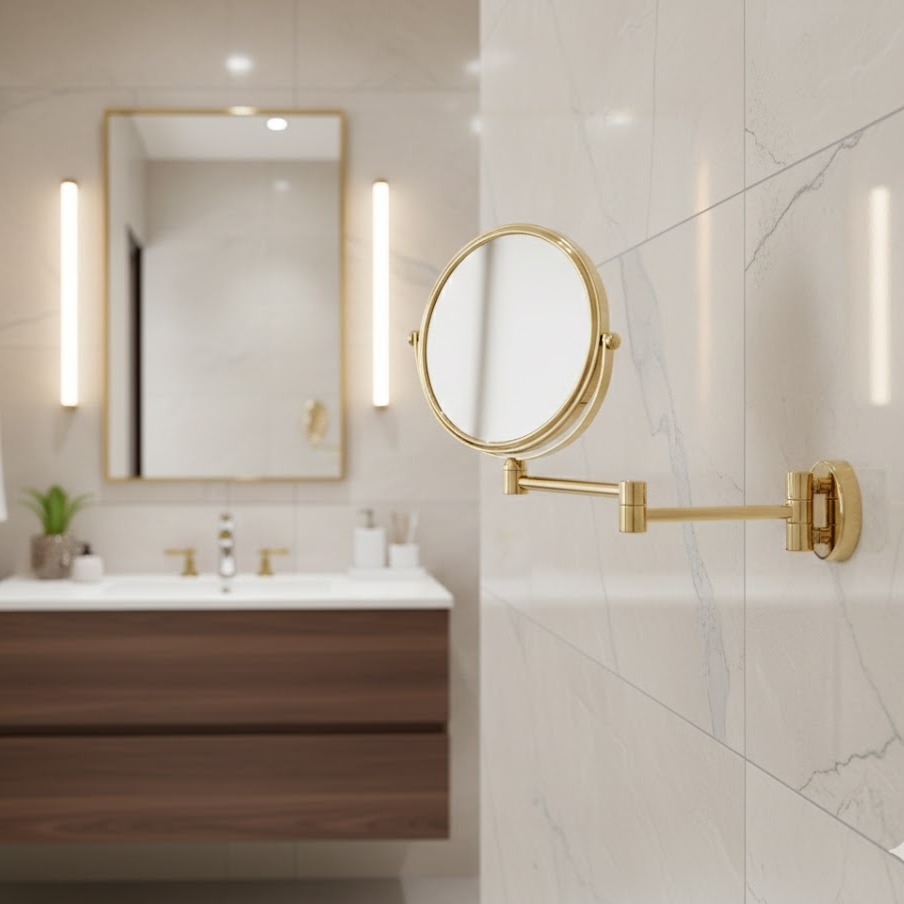 Gương trang điểm Krene (Không LED) SM-S017AG cao cấp, nhập khẩu Hàn Quốc, Màu Gold sang trọng, sáng bóng