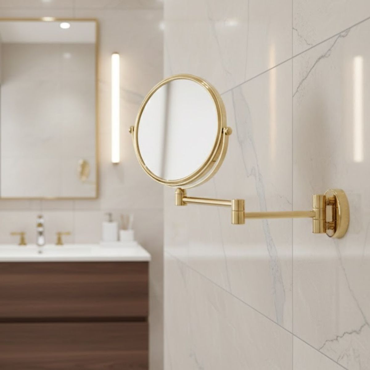 Gương trang điểm Krene (Không LED) SM-S017AG cao cấp, nhập khẩu Hàn Quốc, Màu Gold sang trọng, sáng bóng