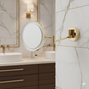 Gương trang điểm Krene (Có LED) SM-S017LED-AG cao cấp, nhập khẩu Hàn Quốc, Màu Gold sang trọng và sáng bóng