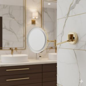 Gương trang điểm Krene (Có LED) SM-S017LED-AG cao cấp, nhập khẩu Hàn Quốc, Màu Gold sang trọng và sáng bóng