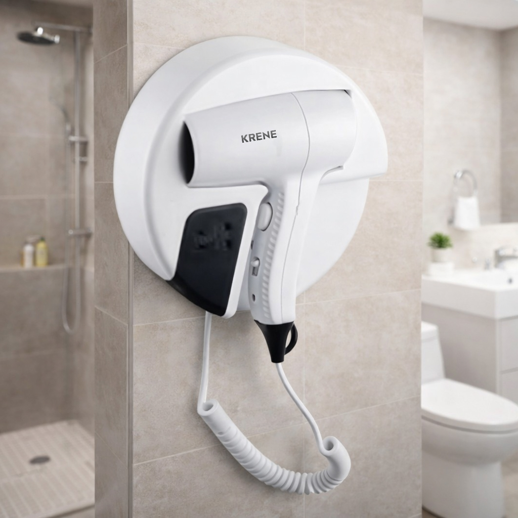 Máy sấy tóc 2 chiều nóng lạnh bảo vệ tóc chính hãng Krene INHSD-D90266-3 cao cấp công suất lớn to 1200W gắn tường