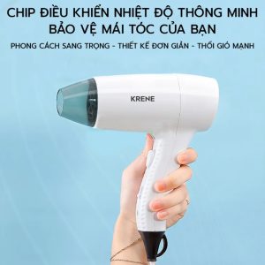 Máy sấy tóc 2 chiều nóng lạnh bảo vệ tóc chính hãng Krene INHSD-D90297 cao cấp công suất lớn to 1200W gắn tường