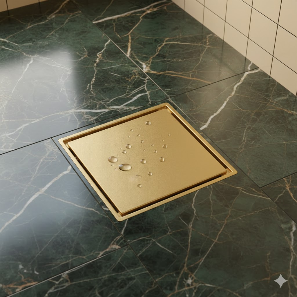 Ga thoát sàn Krene BAFDB0101-05 chất liệu đồng nguyên khối, dày , nặng, bền | Size 100 x 100 mm | Ngăn mùi và côn trùng