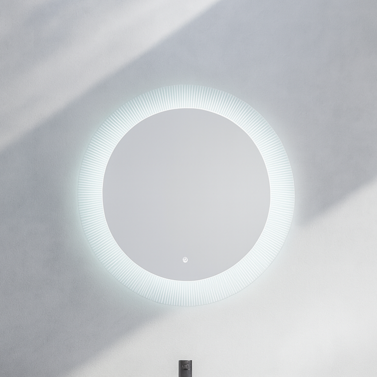 Gương treo tường hình tròn Krene P800 – Led Sau – Gương dày 5 li – Cảm ứng hiện đại – Khung viền 40cm hợp kim chống nước.