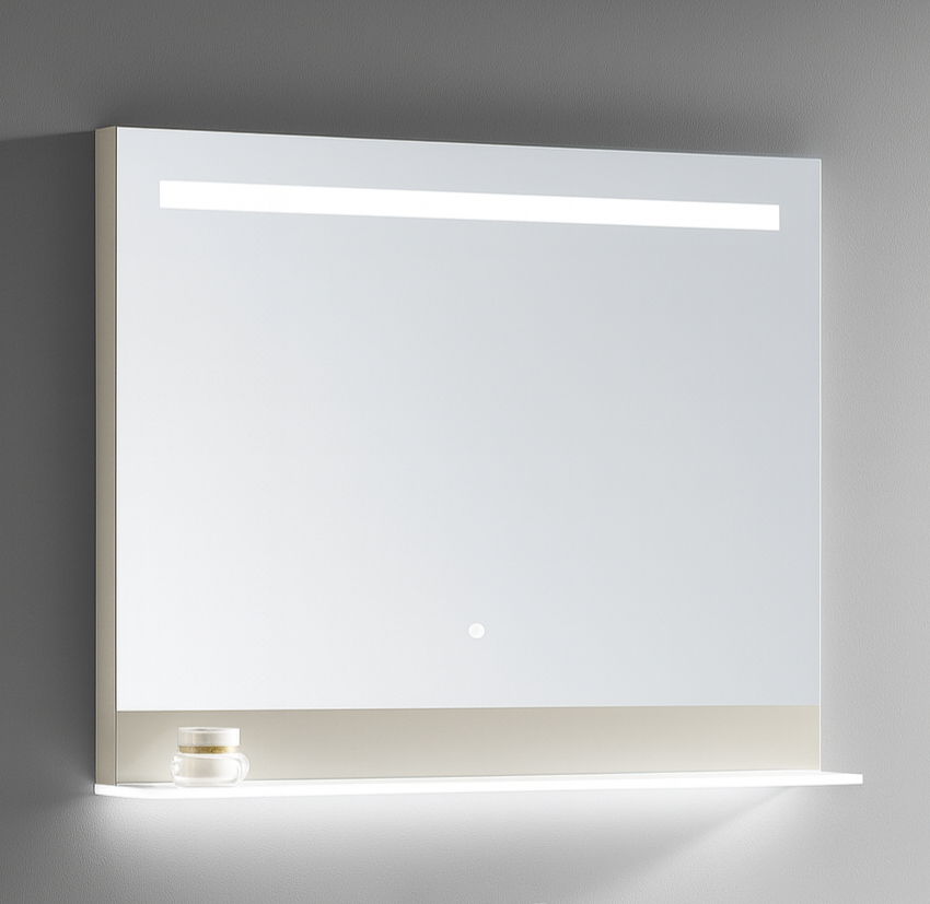 Gương treo tường hình chữ nhật Krene S1000 Cao cấp – Có kệ để đồ – Kính Dày 5 li – Có Đèn Led – Cảm Ứng Hiện Đại – Khung viền hợp kim chống nước